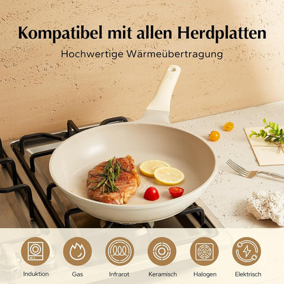 Redchef Keramik Bratpfanne 26cm mit Deckel Induktionsgeeignet Antihaftbeschichtung