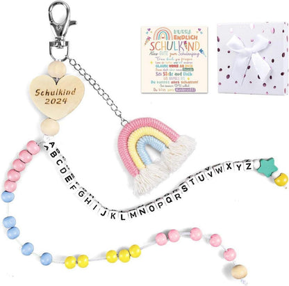 Einschulung Geschenk Mädchen Rechenkette Schulanfang Grußkarte