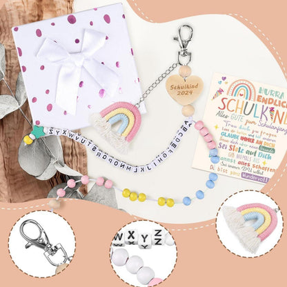 Einschulung Geschenk Mädchen Rechenkette Schulanfang Grußkarte