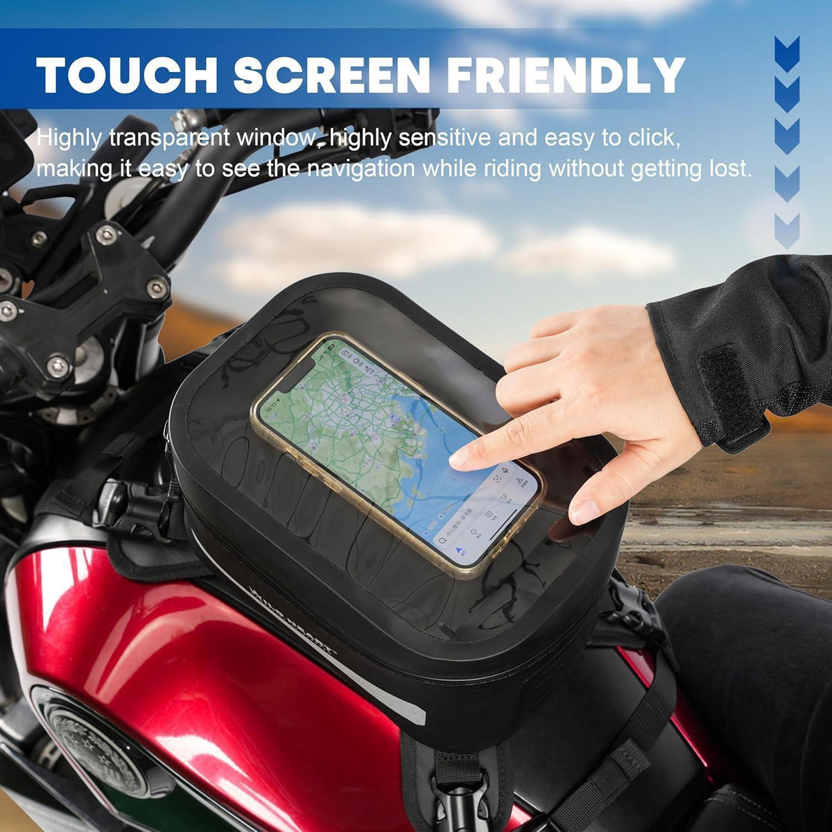 Wasserdichte Motorrad Tanktasche – Schwarz/Klar