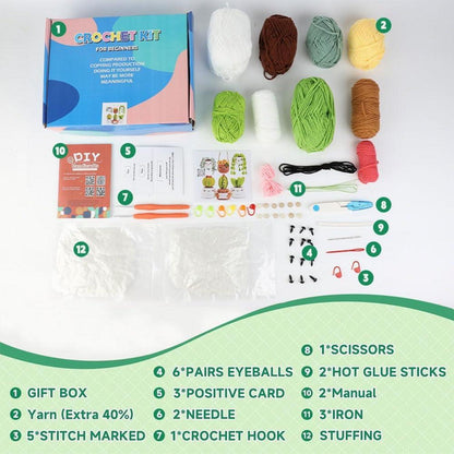 Häkelset Kaktus DIY Geschenk - 6 Stück Blumentöpfe