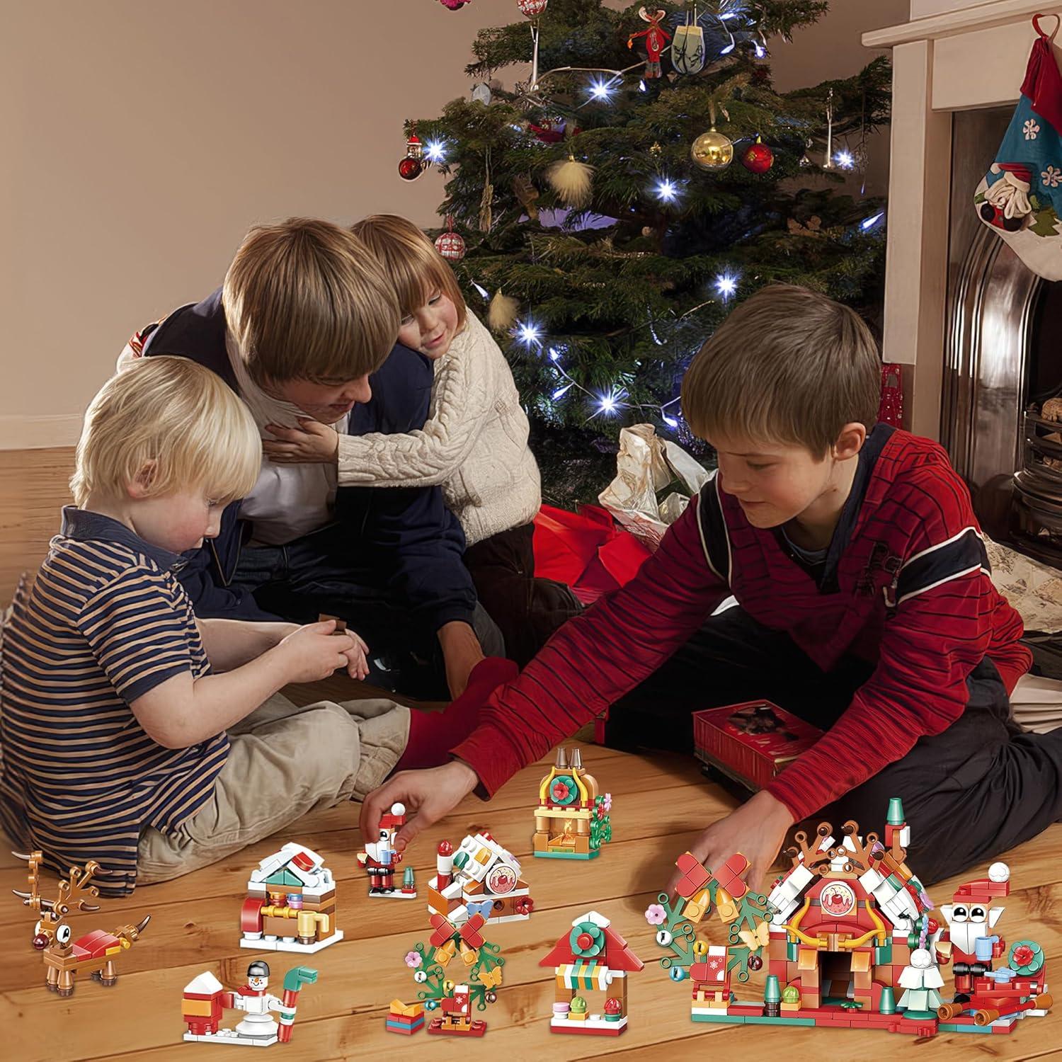 Weihnachts-Adventskalender für Kinder 2024 Bausteine 24-Tage-Überraschung Mädchen Jungen Countdown Kalender 12-in-1-Spielzeugset