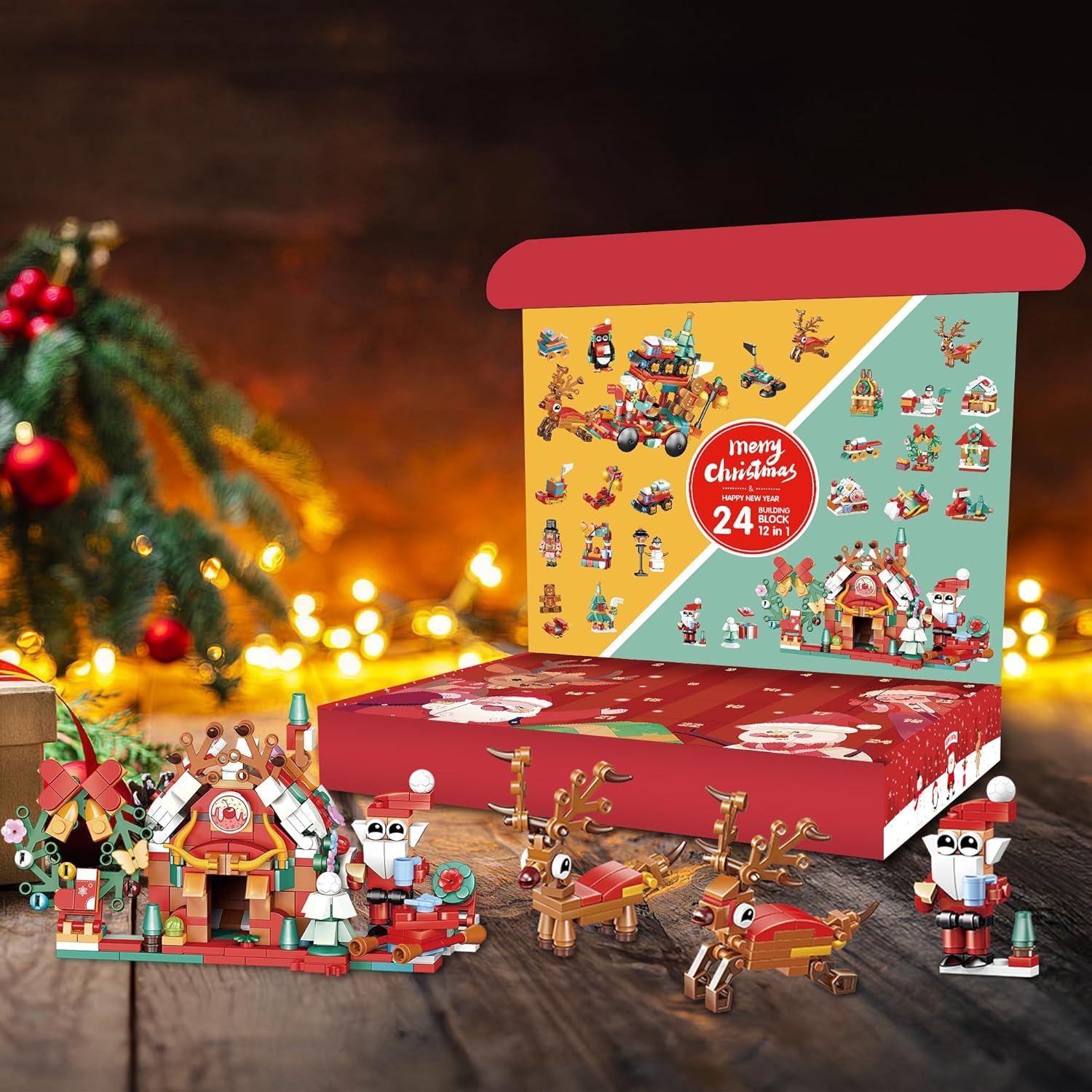 Weihnachts-Adventskalender für Kinder 2024 - Bausteine 24-Tage Weihnachts-Countdown Kalender