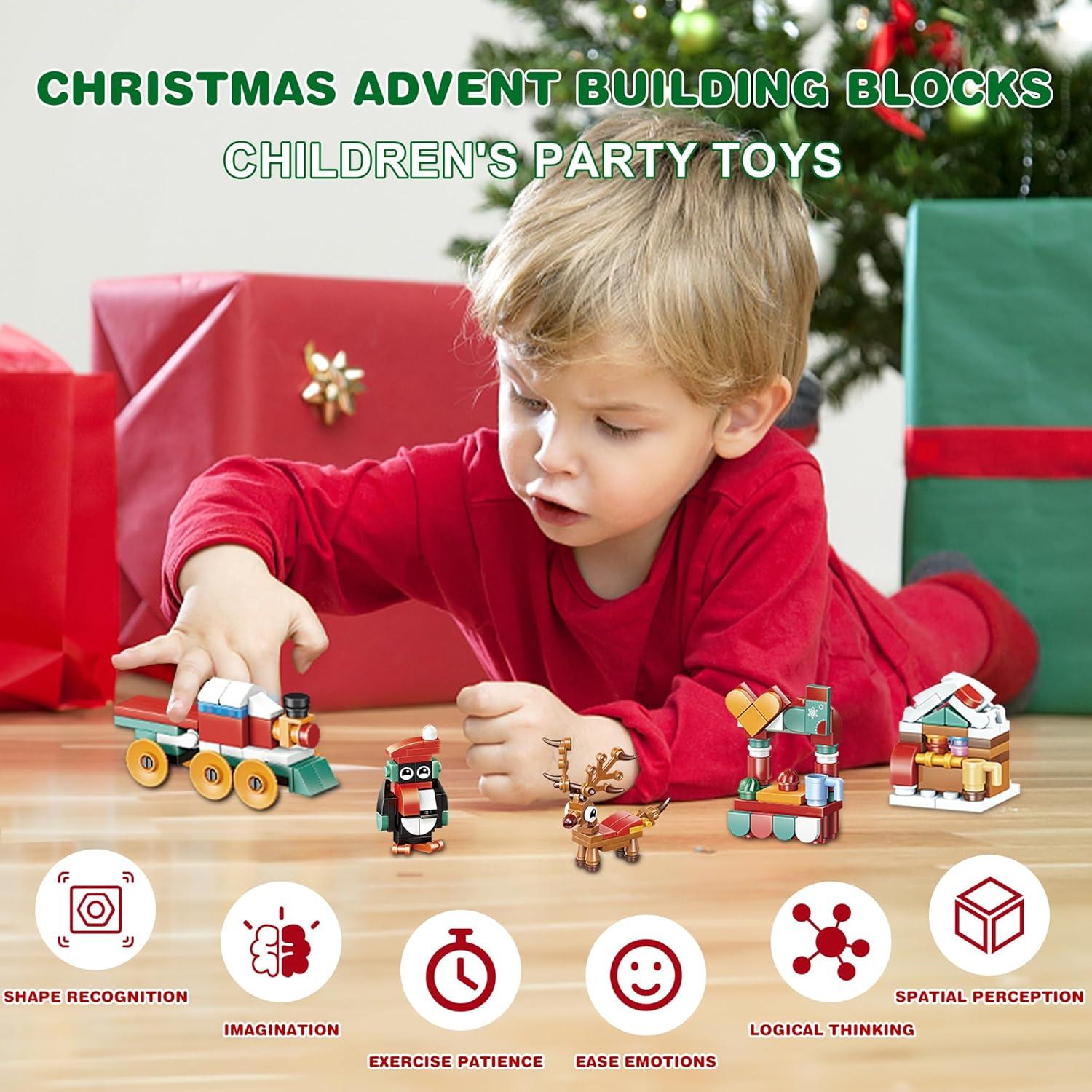 Weihnachts-Adventskalender für Kinder 2024 Bausteine 24-Tage Überraschungsgeschenkbox