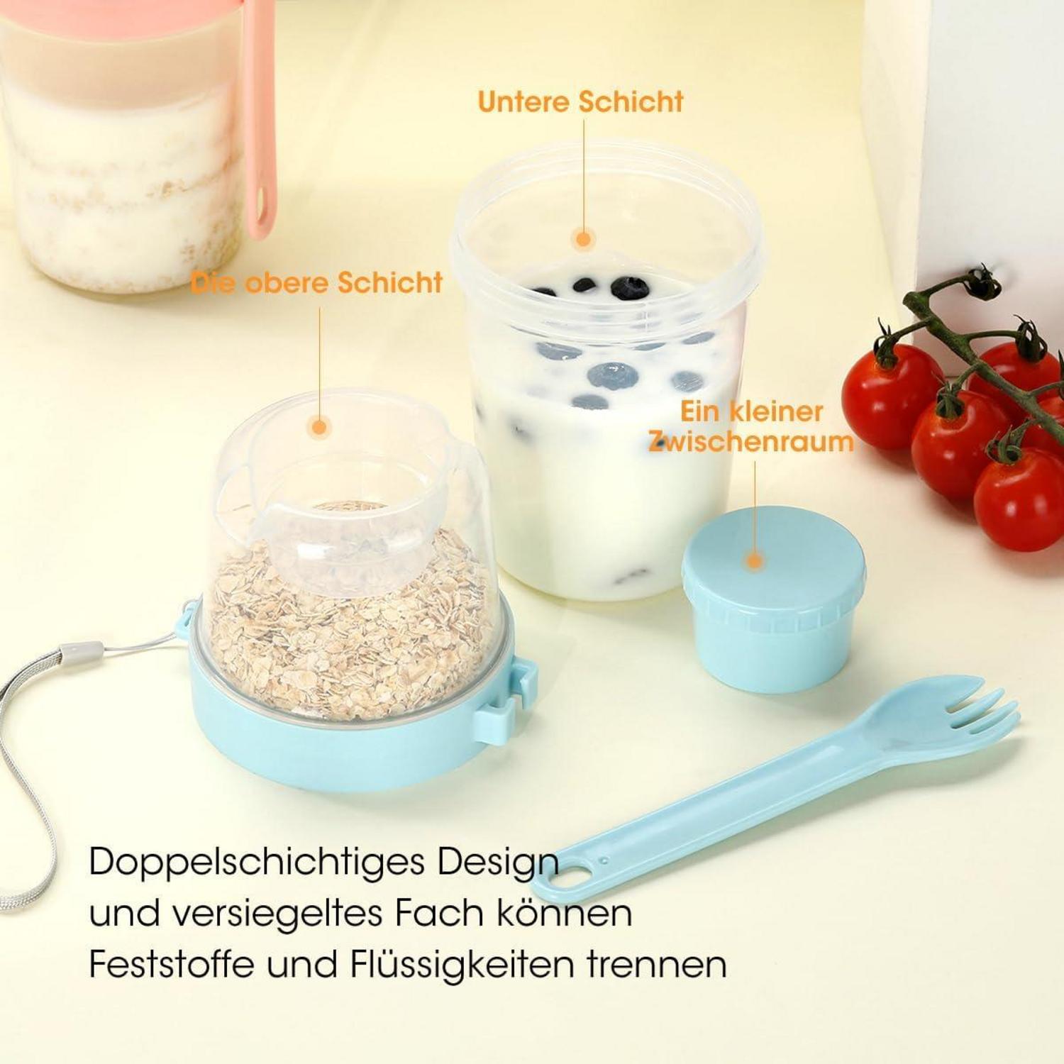 Müslibecher to go mit Doppelschicht-Design und Löffel