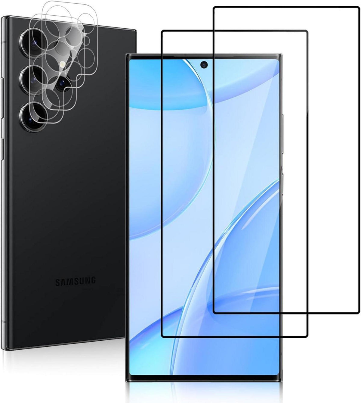 Panzerglasfolie 2er Set für Samsung Galaxy S24 Ultra Kameraschutz 9H