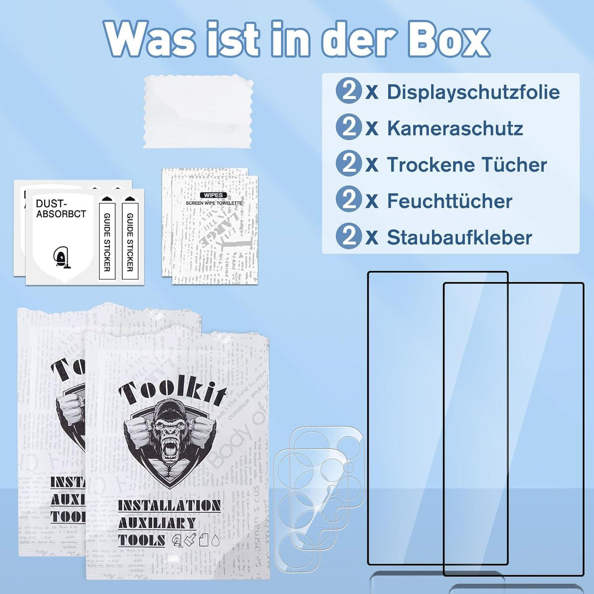 2x Panzerglas Schutzfolie Samsung S24 Ultra - Kameraschutz, 9H Härte