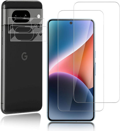 2er Pack Panzerglas Schutzfolie für Google Pixel 8 mit Kameraschutz
