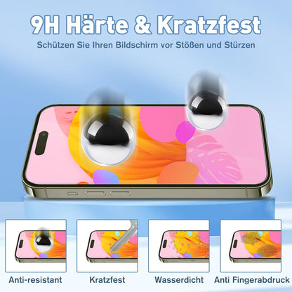 Panzerfolie iPhone 15 Pro Schutzglas 9H Glas 2 Stück