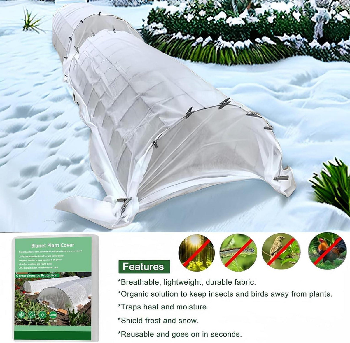 Winterschutzvlies Pflanzenschutzdecke Außenpflanzen 32g/m² 2m*5m