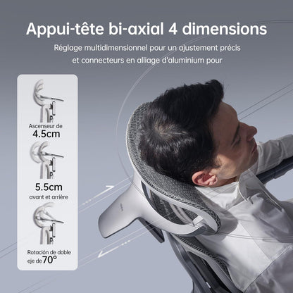 Ergonomischer Bürostuhl Hbada E3 Ultra mit 3-Zonen-Lendenwirbelstütze, 360° Armlehnen, 4D-Kopfstütze, Grau