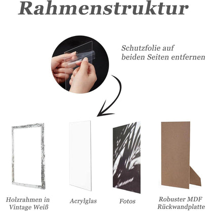 Bilderrahmen 13x18cm Vintage Weiß Holz Fotorahmen 3er Set