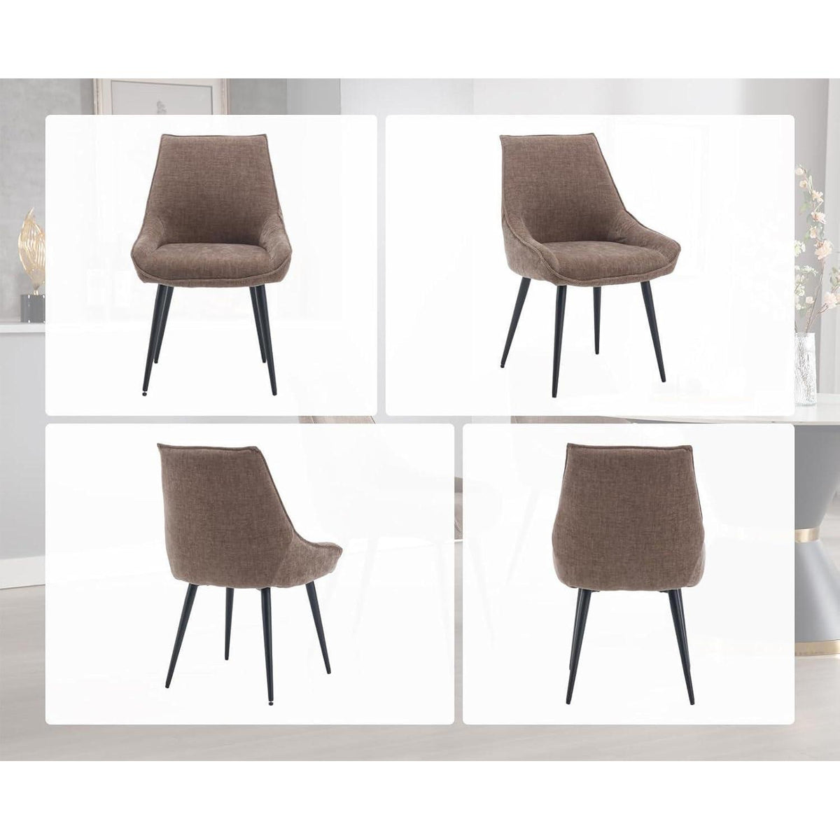 Chenille Esszimmerstühle 2er Set – Bequeme Akzentstühle