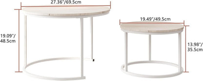 Runder Couchtisch 2er-Set Eiche Metallrahmen Holz Wohnzimmer