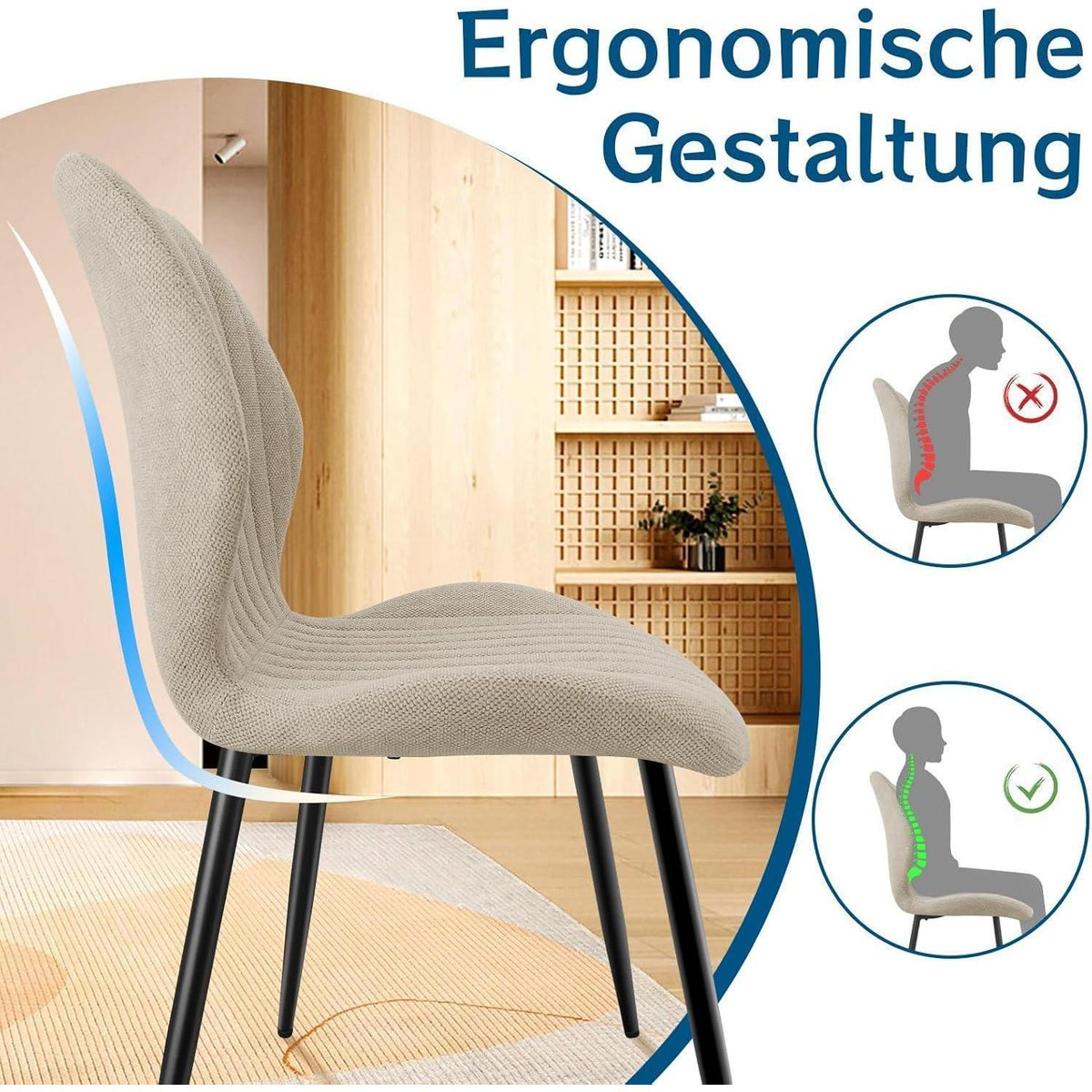 Esszimmerstühle 2er Set – Polsterstühle Grau/Braun