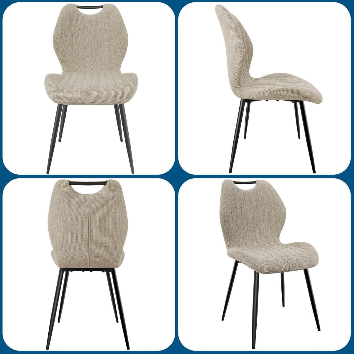 Esszimmerstühle 2er Set – Polsterstühle Grau/Braun