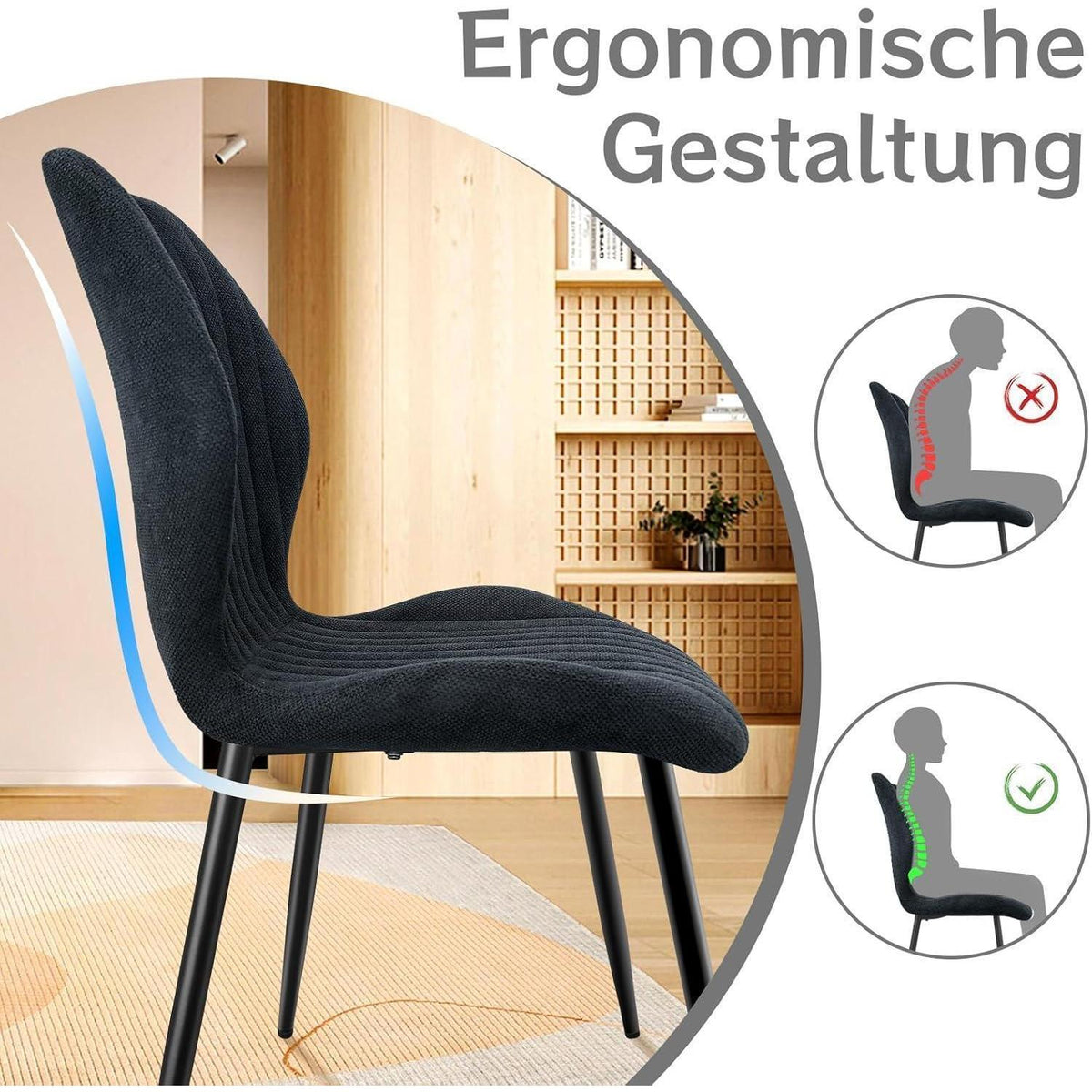Esszimmerstühle 2er Set Dunkelgrau – Polsterstühle im skandinavischen Stil