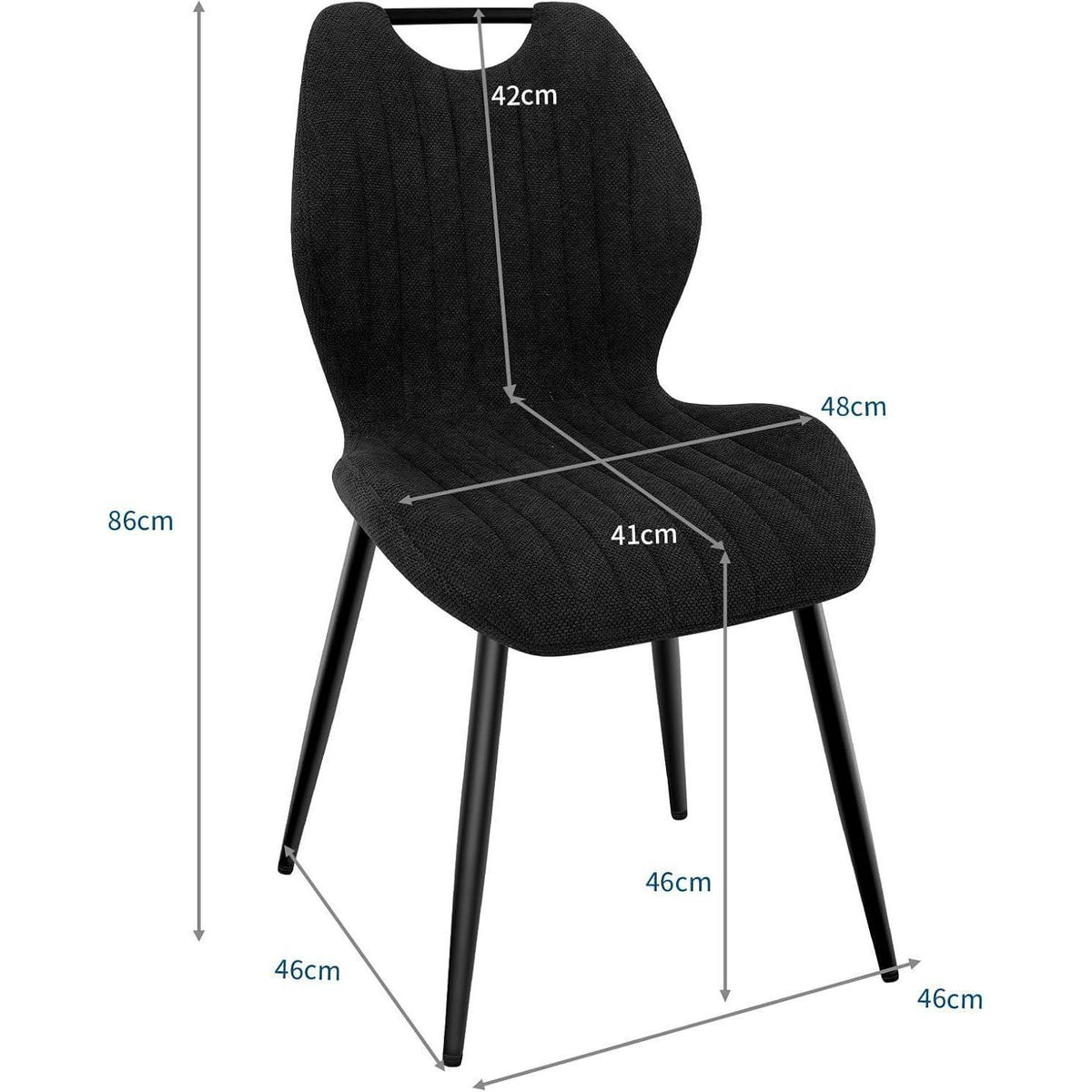 Esszimmerstühle 2er Set – Polsterstühle Schwarz/Schwarz
