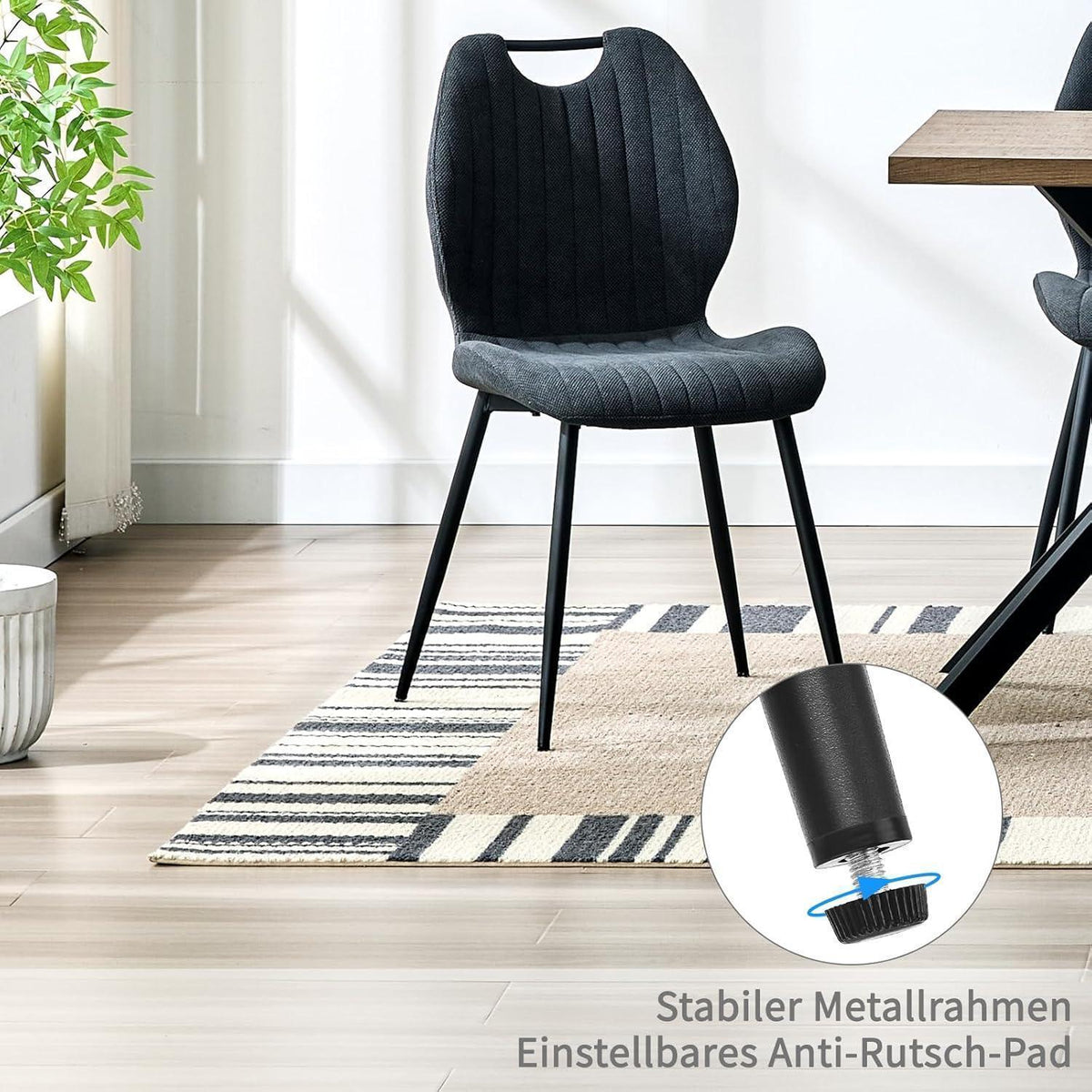 Esszimmerstühle Set Dunkelgrau – 4 Polsterstühle Modern