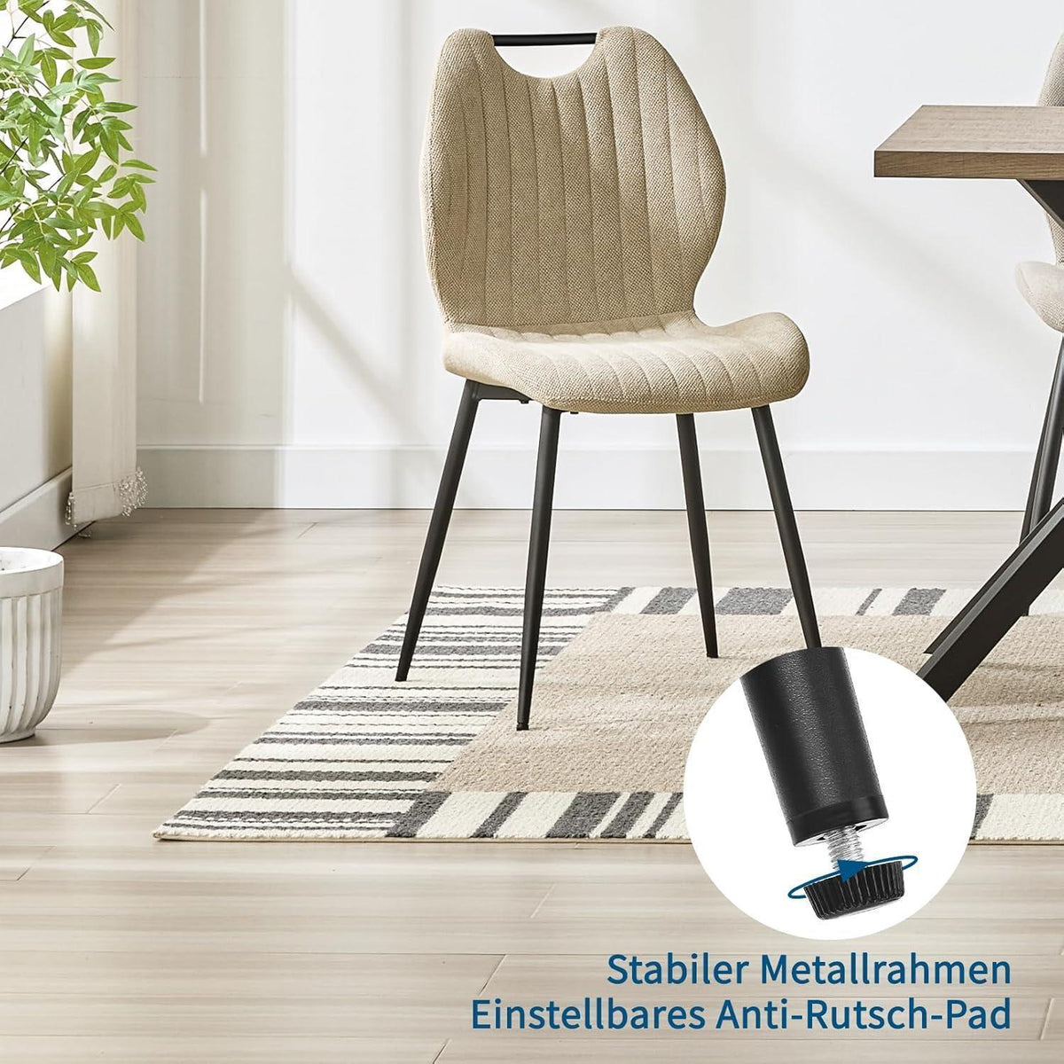 Esszimmerstühle Set 4 – Polsterstühle Grau/Braun, Skandi-Stil