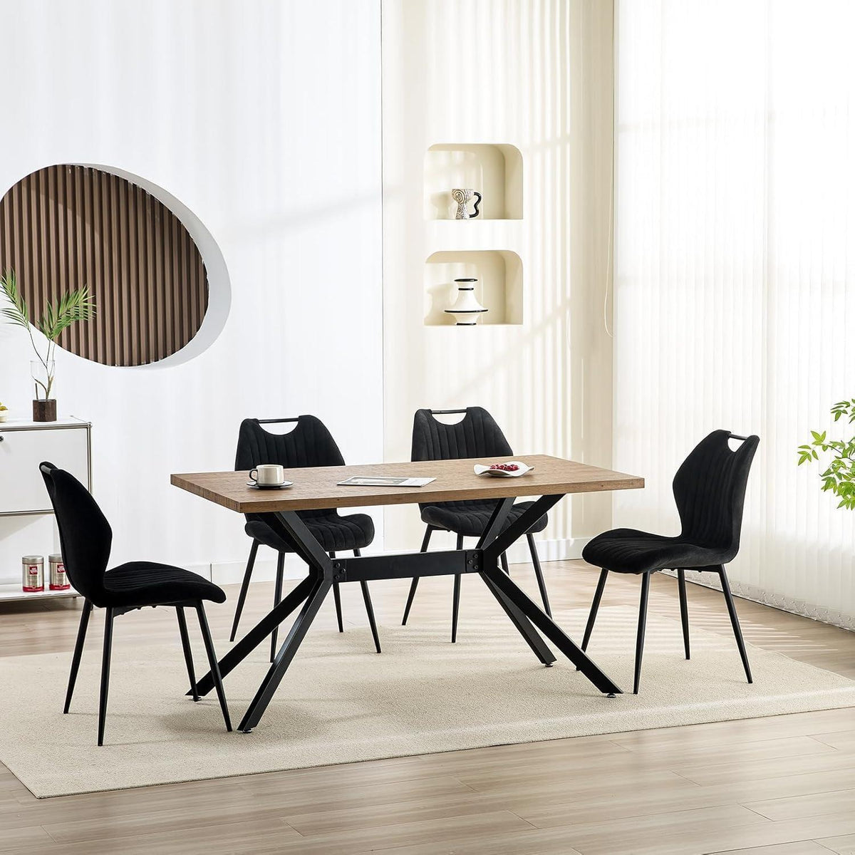Esszimmerstühle 4er Set – Polsterstühle Schwarz mit Metallbeinen
