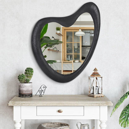 Asymmetrischer Wandspiegel Holzrahmen Schwarz 70x50 cm Modern