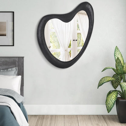 Asymmetrischer Wandspiegel Holzrahmen Schwarz 70x50 cm Modern