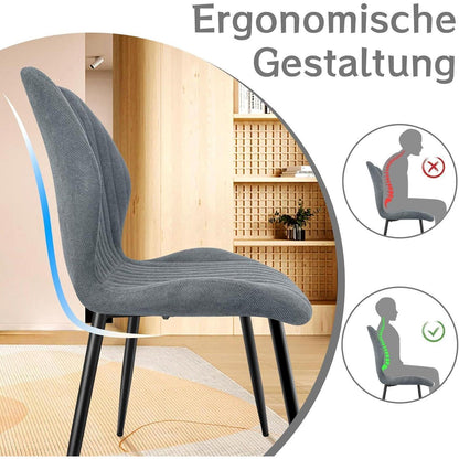 Esszimmerstühle 2er Set Grau | Polsterstühle mit Stoff & Metall
