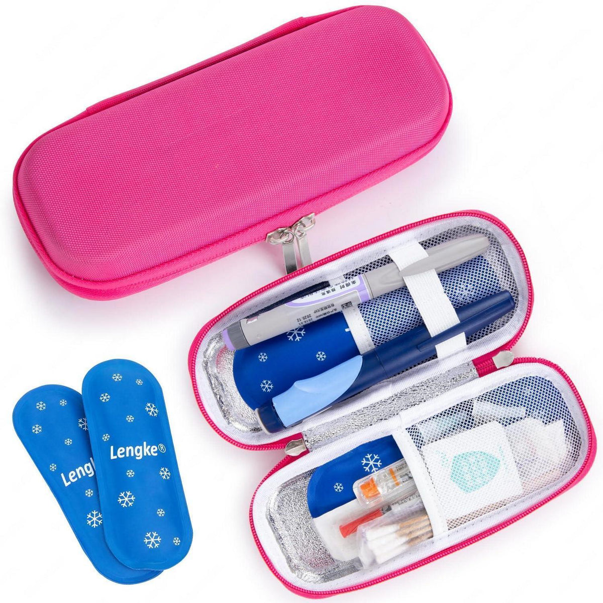 Insulinkühltasche für Diabetiker mit 2 Kühlakkus (Rot)