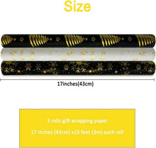 3 Rollen metallisches Geschenkpapier 16,9 Zoll x 10 Fuß für