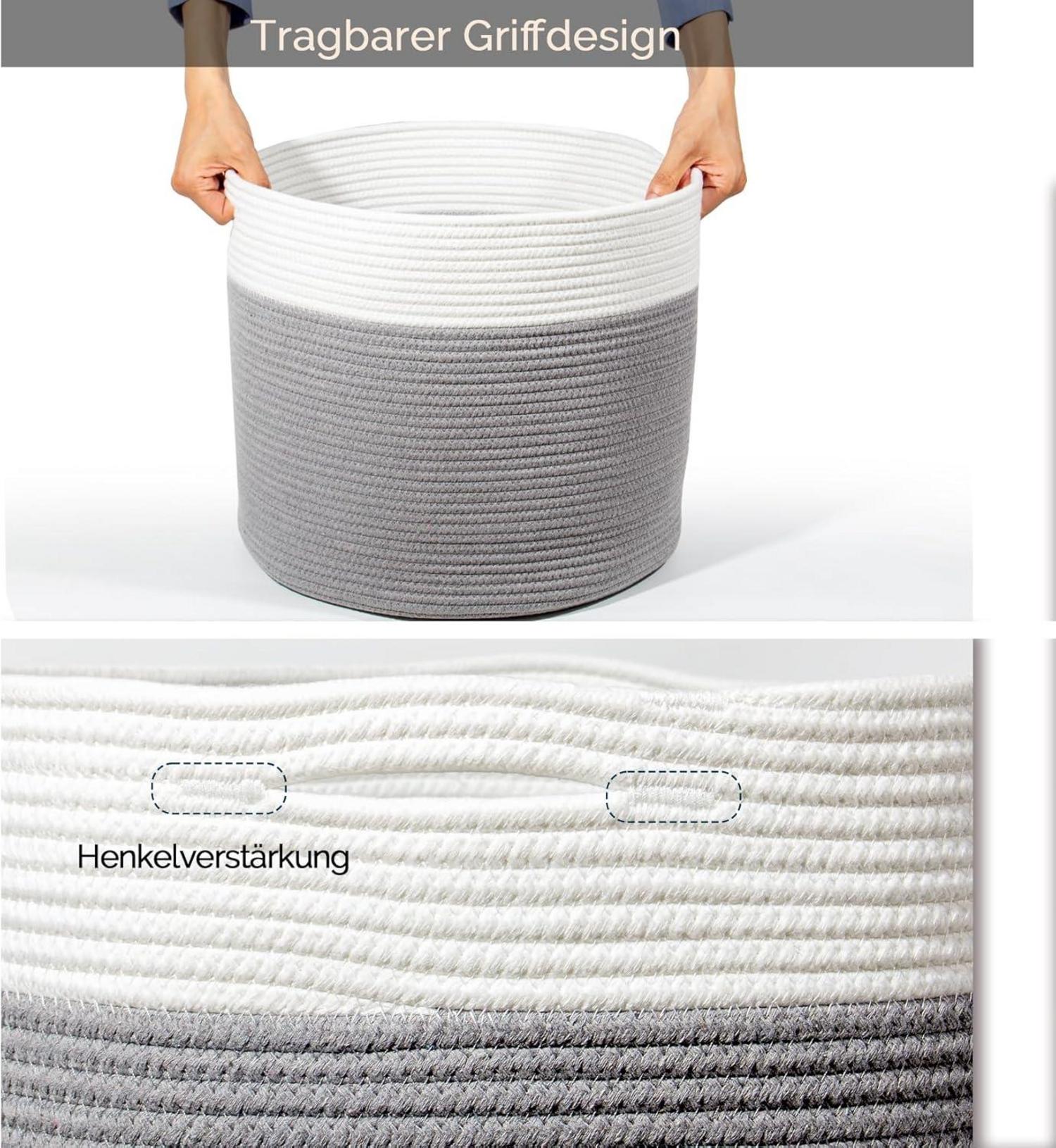Grauer Wäschekorb Aufbewahrung Korb Laundry Basket Seilkorb