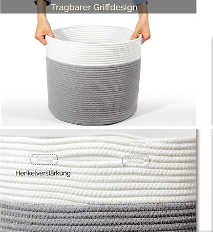 Grauer Wäschekorb Aufbewahrung Korb Laundry Basket Seilkorb