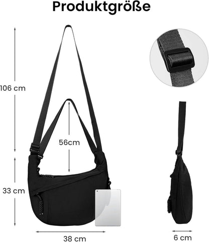 Halbmond Umhängetasche Nylon Crossbody Bag Damen