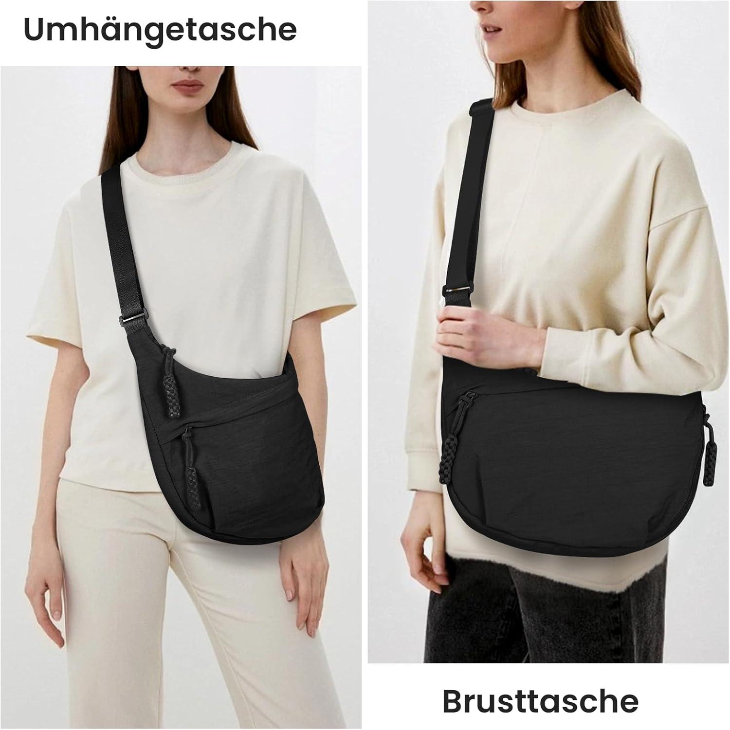 TIAASTAP Damen Nylon Halbmond Umhängetasche Crossbody Bag