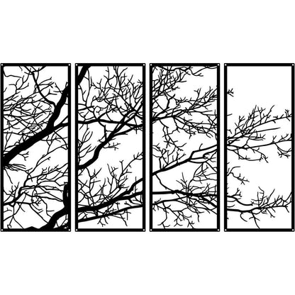 Baum des Lebens Metall Wanddeko 4er Set Klein