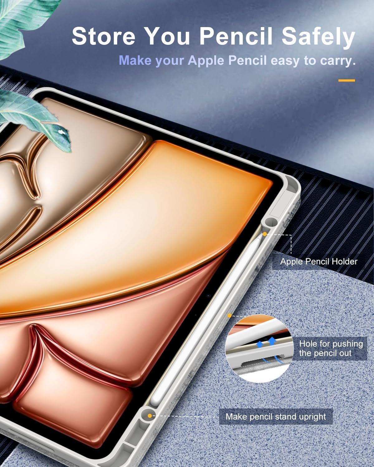 TiMOVO Hülle für iPad Air 13 Zoll 2024 Schutzhülle Weiß Marmor