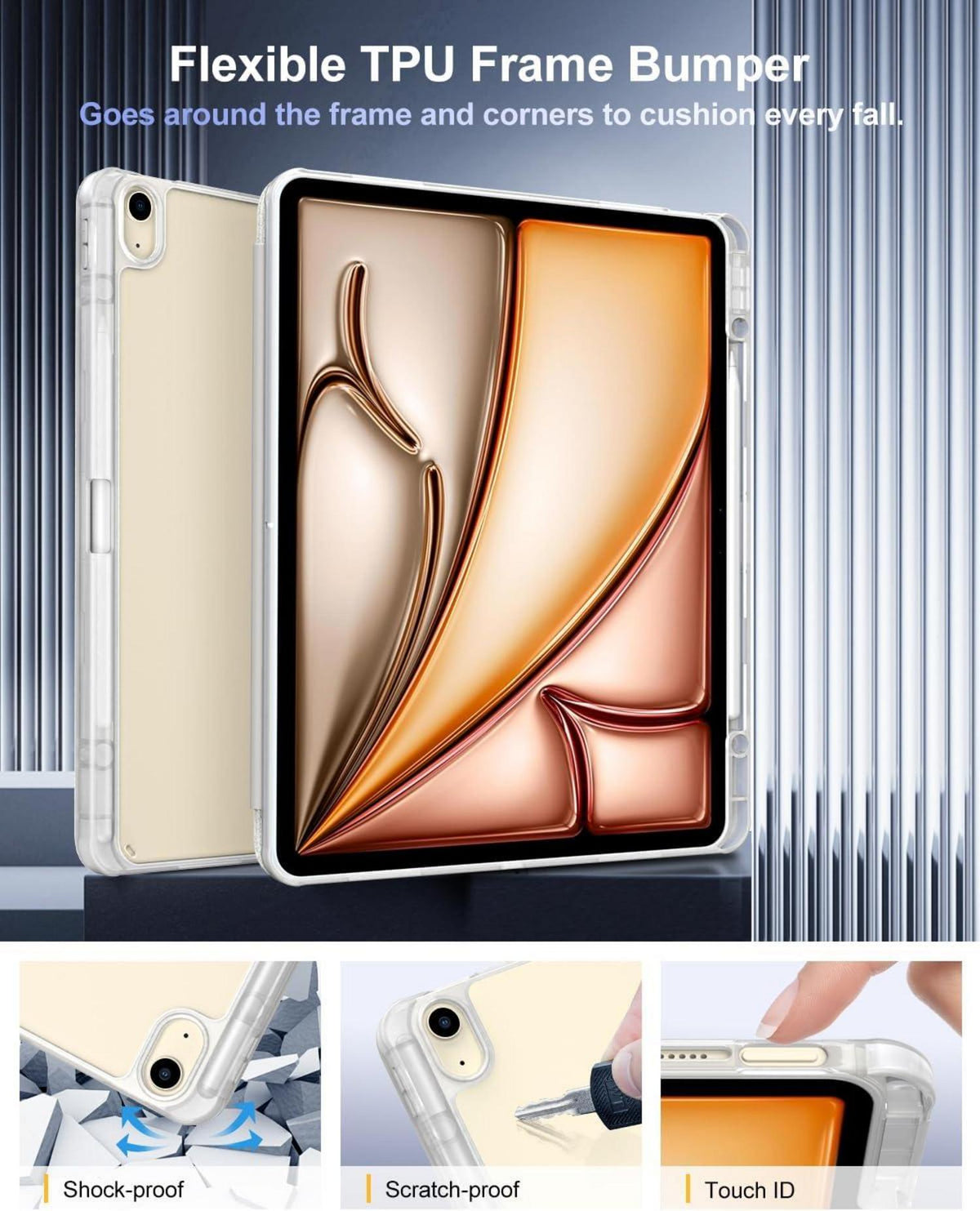 TiMOVO iPad Air 13 2024 Hülle Stifthalter Transparent