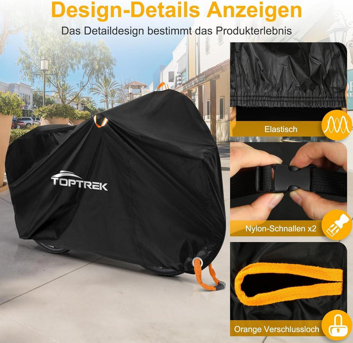 Toptrek Fahrradabdeckung 2 Fahrräder 210D Oxford-Gewebe Waterproof 210x110x95 cm