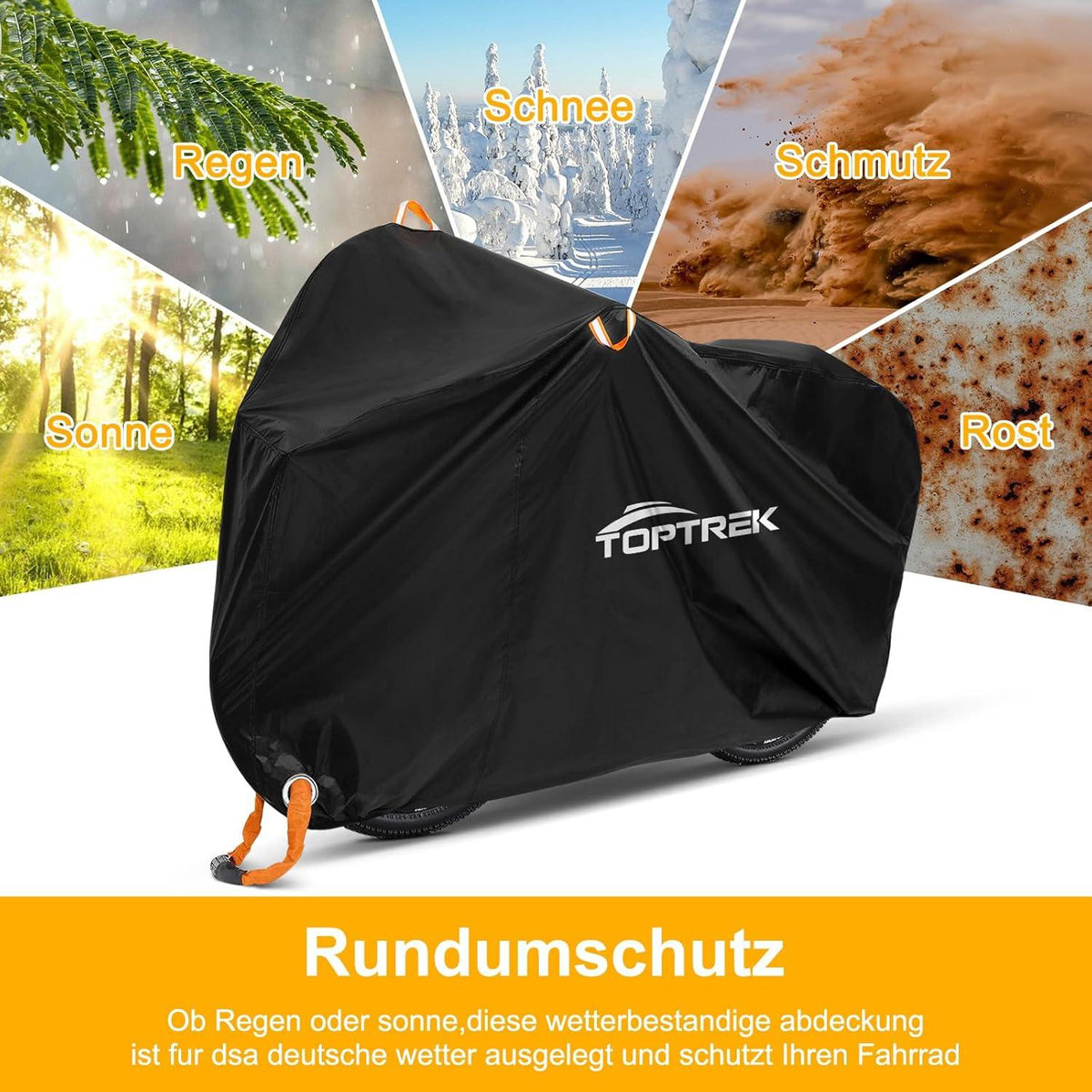 Toptrek 2-Fahrradabdeckung Wasserdicht Oxford-Gewebe 210x110x95 cm