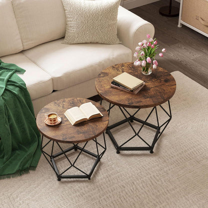Runde Couchtische 2er Set Holz Schwarz Stabil Einfach Montieren