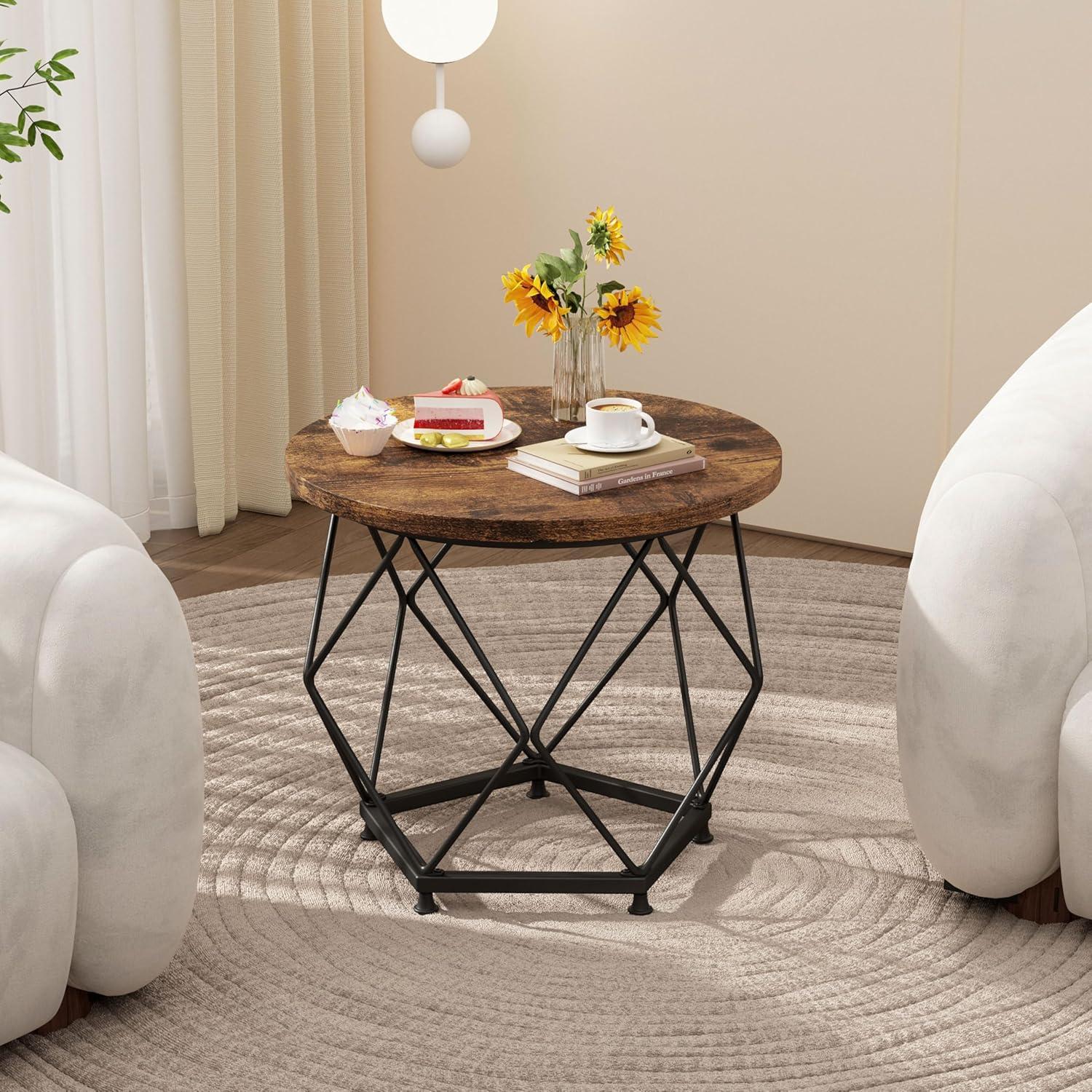 Runde Couchtische Set für Wohnzimmer und Schlafzimmer, rustikales Design