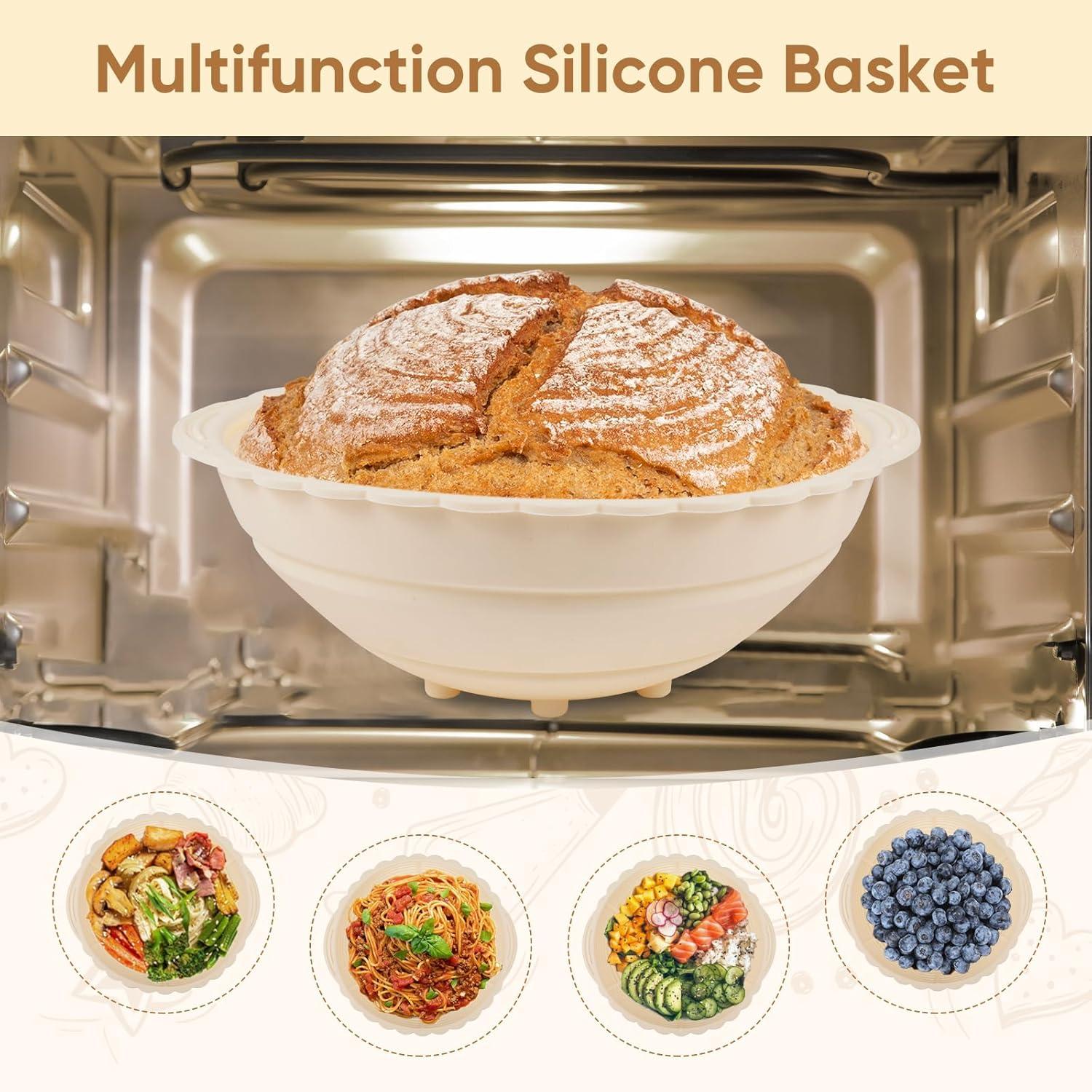 Silikon Gärkorb Sauerteig Starter Set Rund 23cm Brotbacken