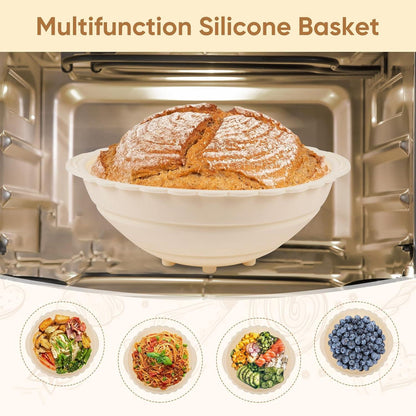 Silikon Gärkorb Sauerteig Starter Set Rund 23cm Brotbacken