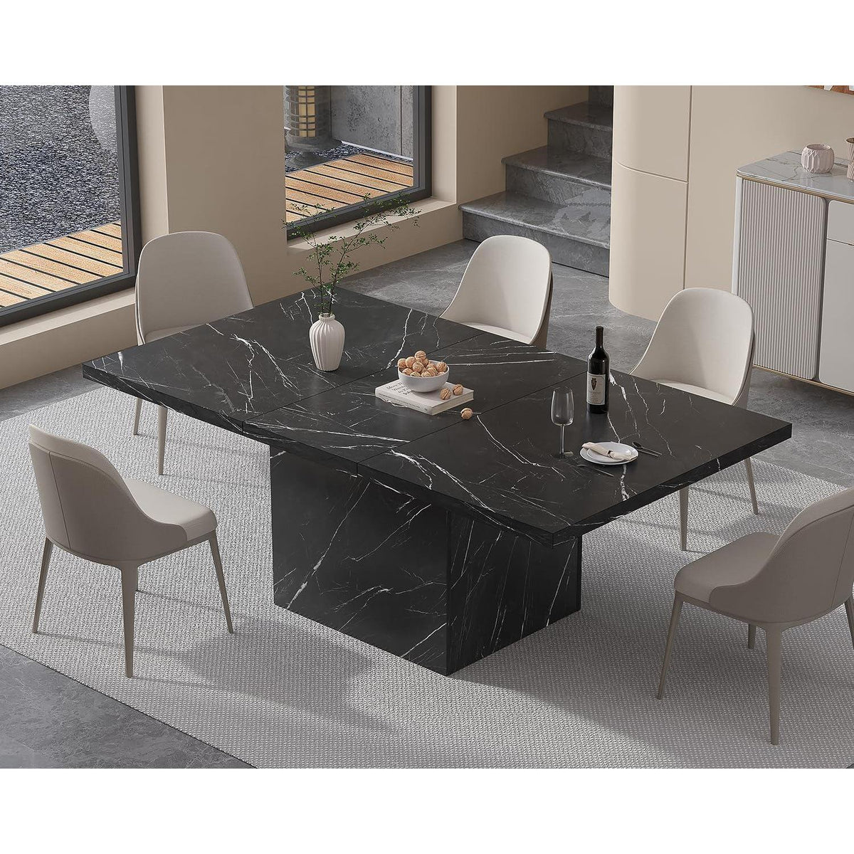 Moderner Esstisch Schwarz – Küchentisch Holz Design für 4-6 Personen