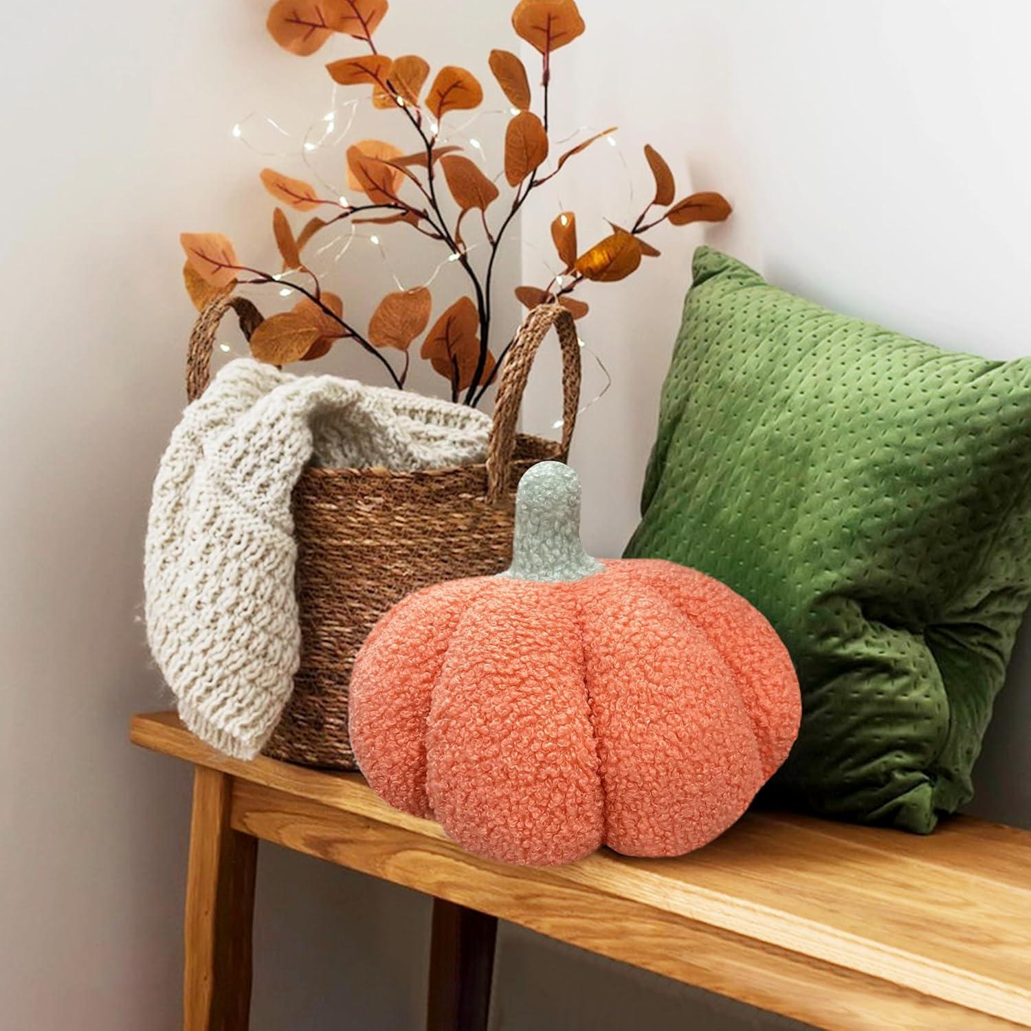 Kürbis Kissen 20cm Orange Herbst Halloween Deko Sofa Kuschel Zierkissen