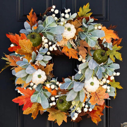45cm Künstlicher Herbst Kranz Ahornblatt Deko Halloween Thanksgiving