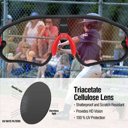 DUCO Kinder Sonnenbrille Jugend Baseball TR90 Rahmen UV400 Sport Radfahren