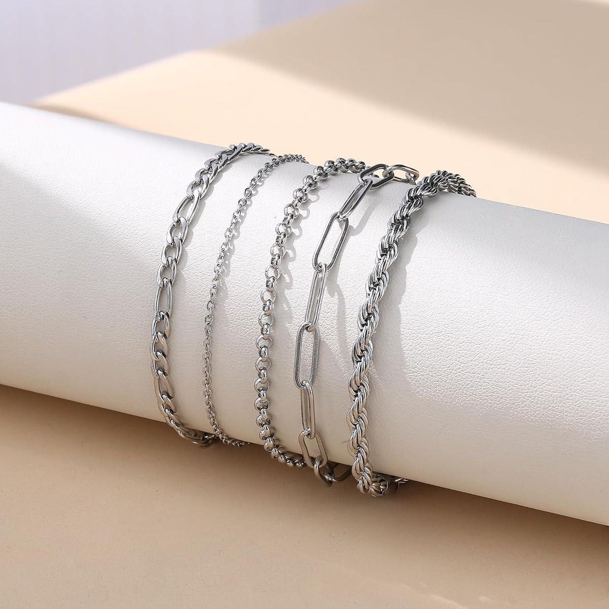 Armband Damen Gold 14 Karat Vergoldet Stapelarmbänder Edelstahl Figaro