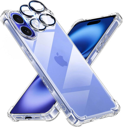 Transparente iPhone 16 Schutzhülle mit Kamera-Schutz und Luftkissen