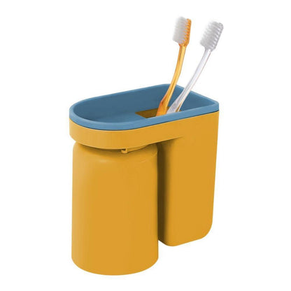 Zahnbürstenhalter Wand ohne Bohren mit Becher & Abflussloch Gelb